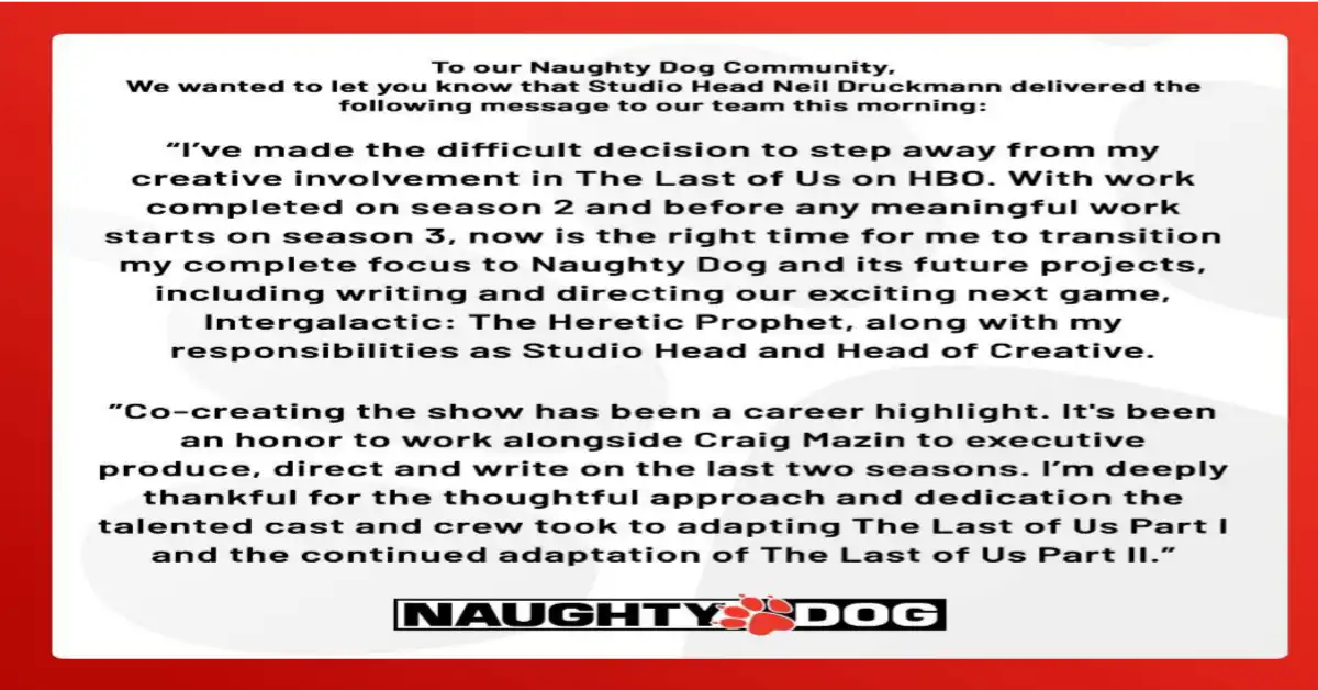 Naughty Dog Statement On Instagram Post.