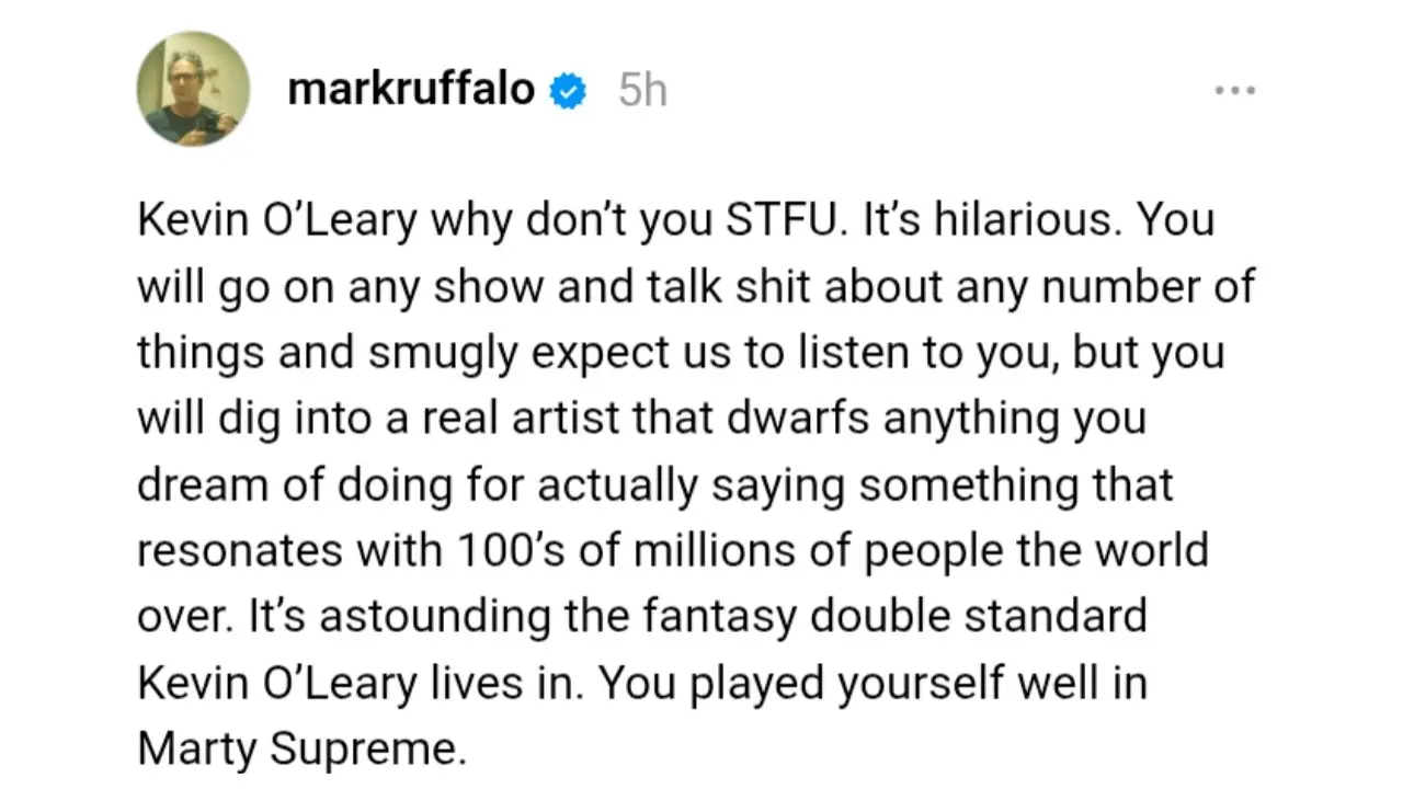 Mark Ruffalo Fires Back at Kevin O’Leary Over Billie Eilish’s Grammys Speech