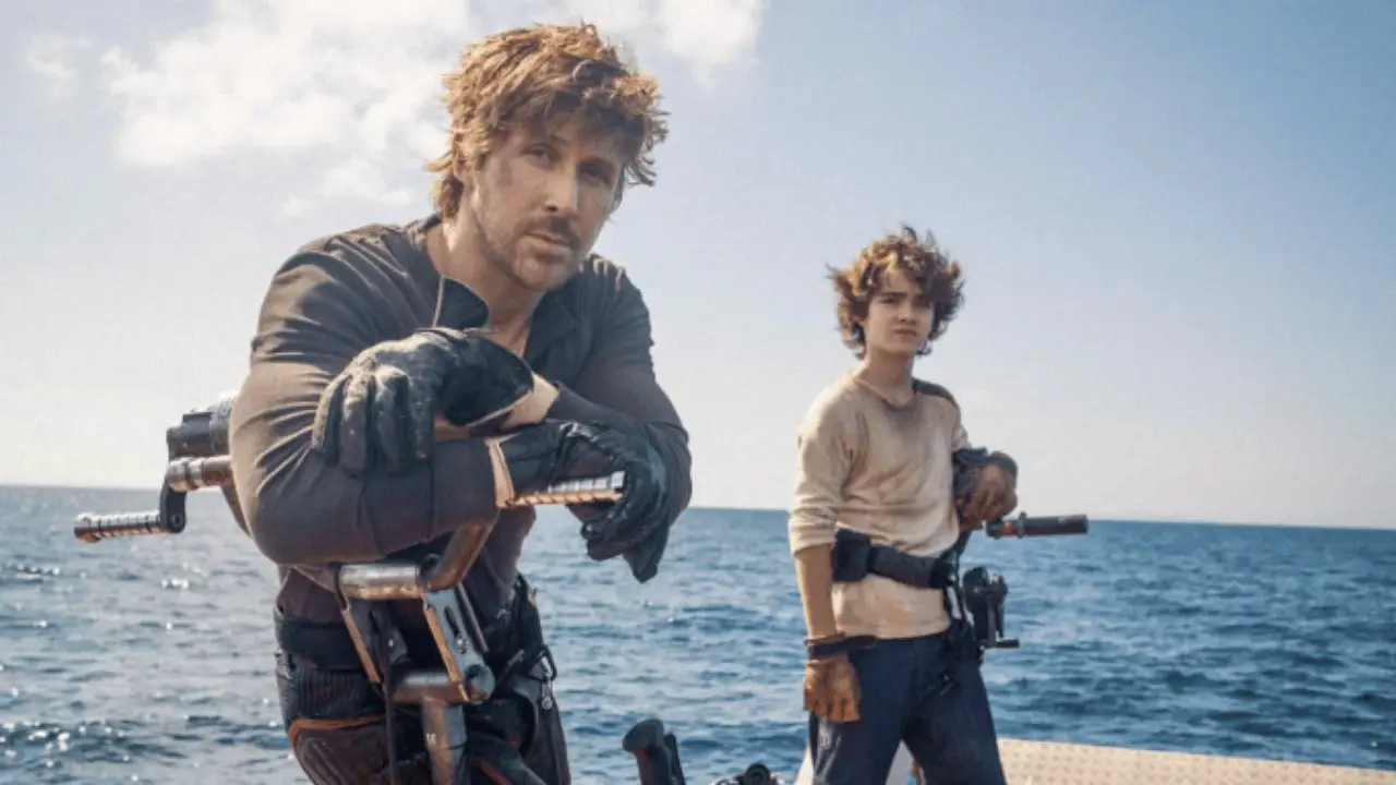 Ryan Gosling and Flynn Gray on the set of 'Star Wars: Starfighter'.