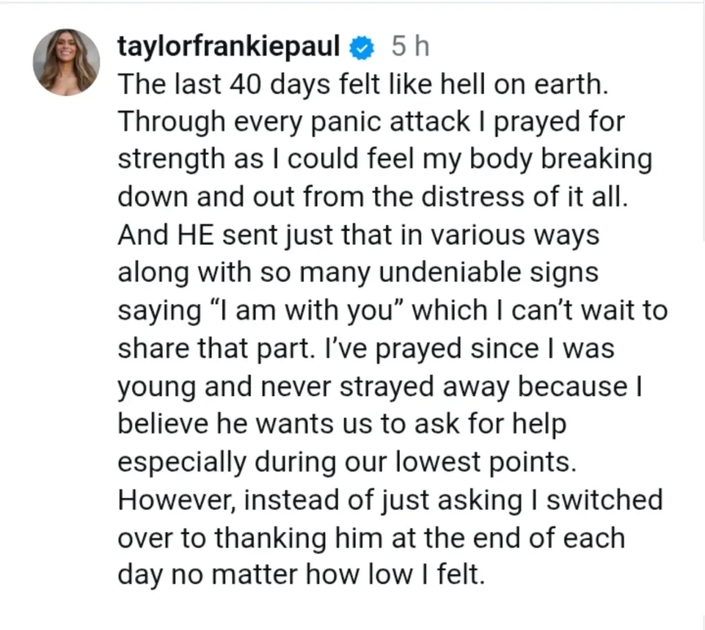 Taylor Frankie Paul Opens Up About a Difficult Chapter: "Hell on Earth"