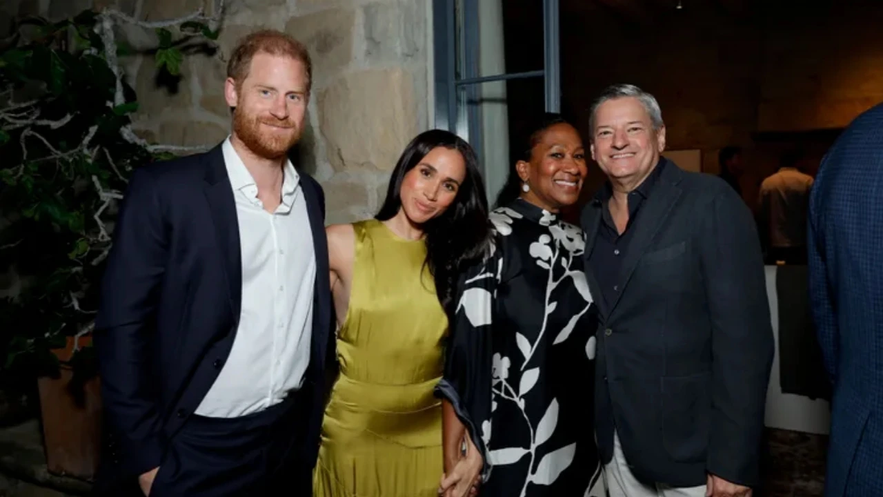 Prince Harry, Meghan Markle, Nicole Avant and Ted Sarandos at Netflix's 'Beef' Season 2 Montecito Tastemaker event on April 10, 2026.